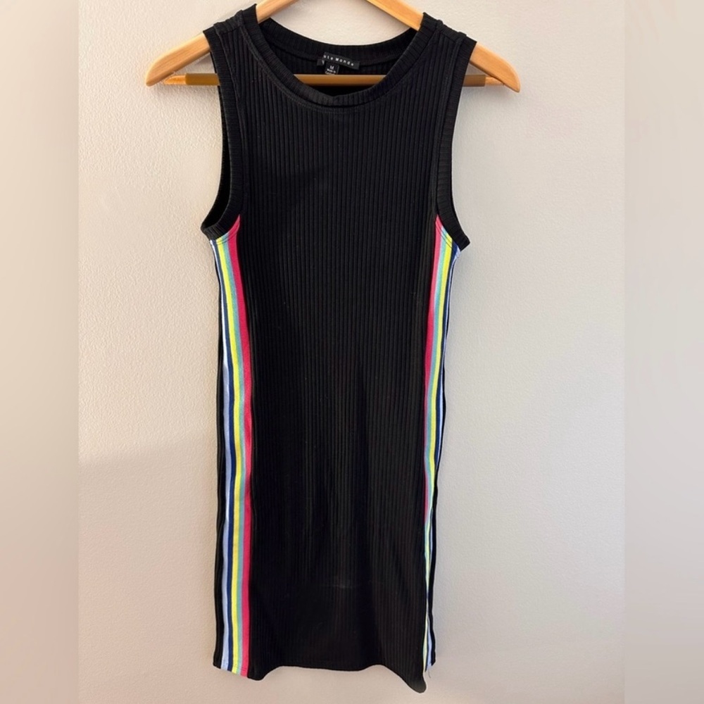 Black Dress Women’s  Size M colorful striped sides